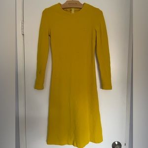 Vintage Yellow Wool Long Sleeve Dress